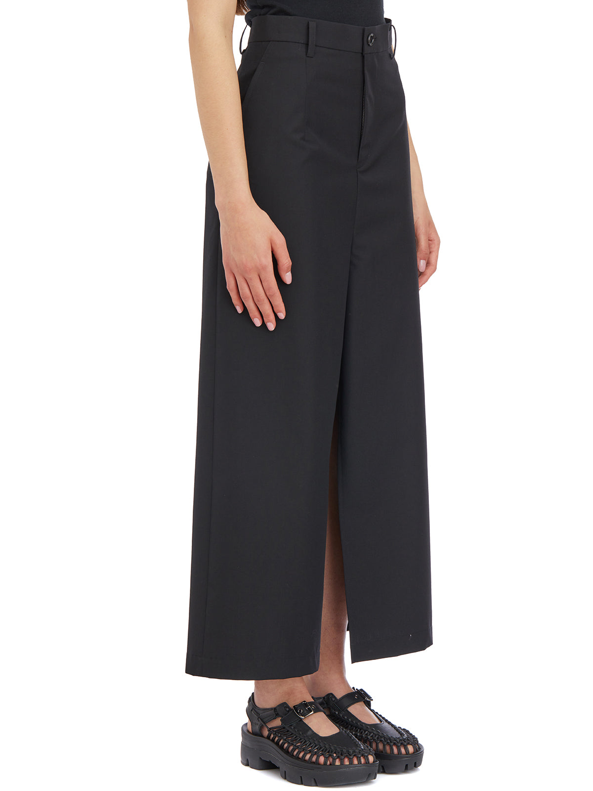 JUNYA WATANABE Black Asymmetric Trouser with Waist Loops for Women