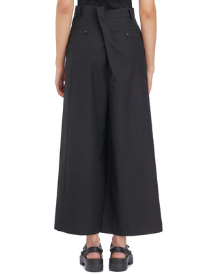 JUNYA WATANABE Black Asymmetric Trouser with Waist Loops for Women