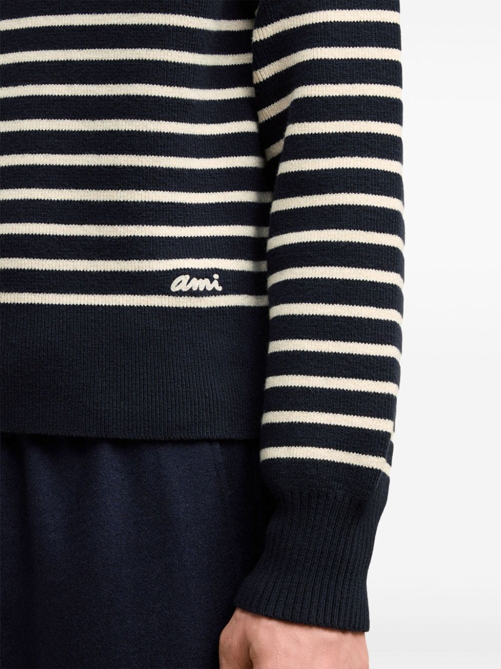 AMI PARIS Nautical Stripe Wool-Cotton Sweater