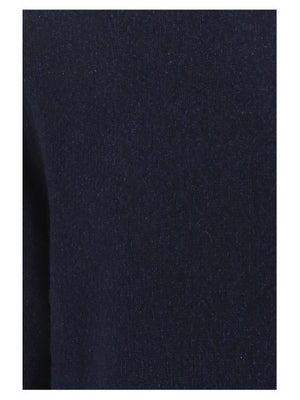 AMI PARIS Men's Blue Cashmere Sweater with Embroidered Details