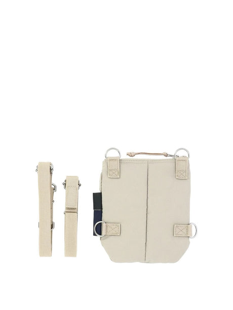 COMME DES GARÇONS HOMME PLUS Men's Beige Crossbody Handbag with Adjustable Strap and Zippered Pockets