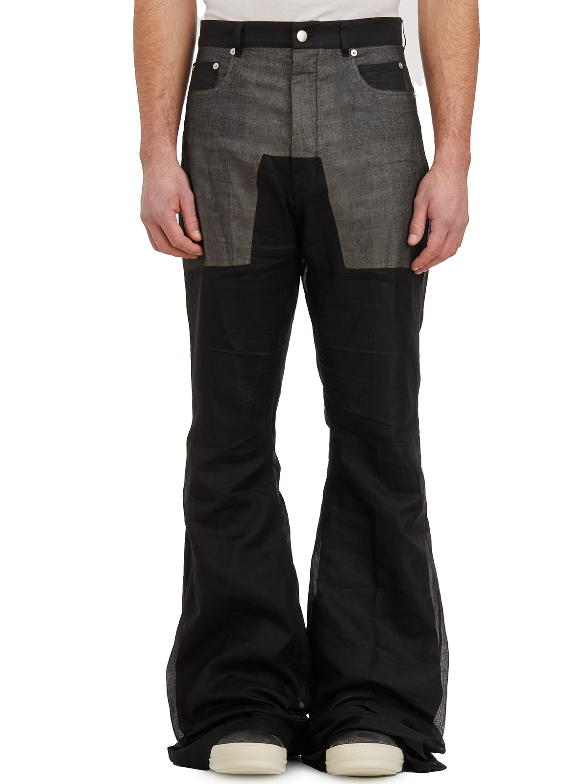 RICK OWENS Men's Black Bootcut Pants for Spring/Summer 2024