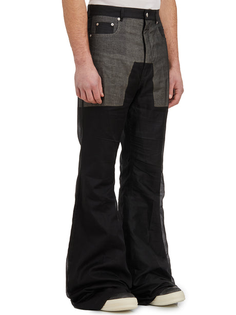 RICK OWENS Men's Black Bootcut Pants for Spring/Summer 2024