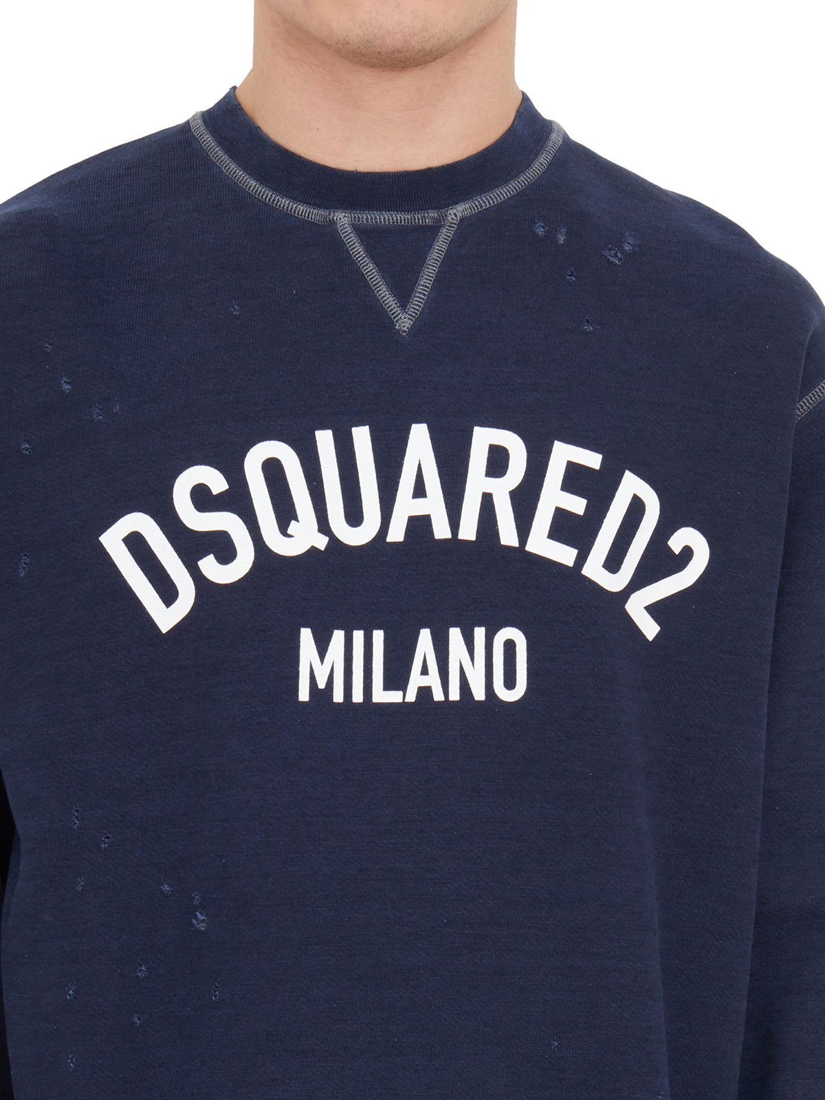 DSQUARED2 Navy Blue Jersey Knit Sweatshirt for Men