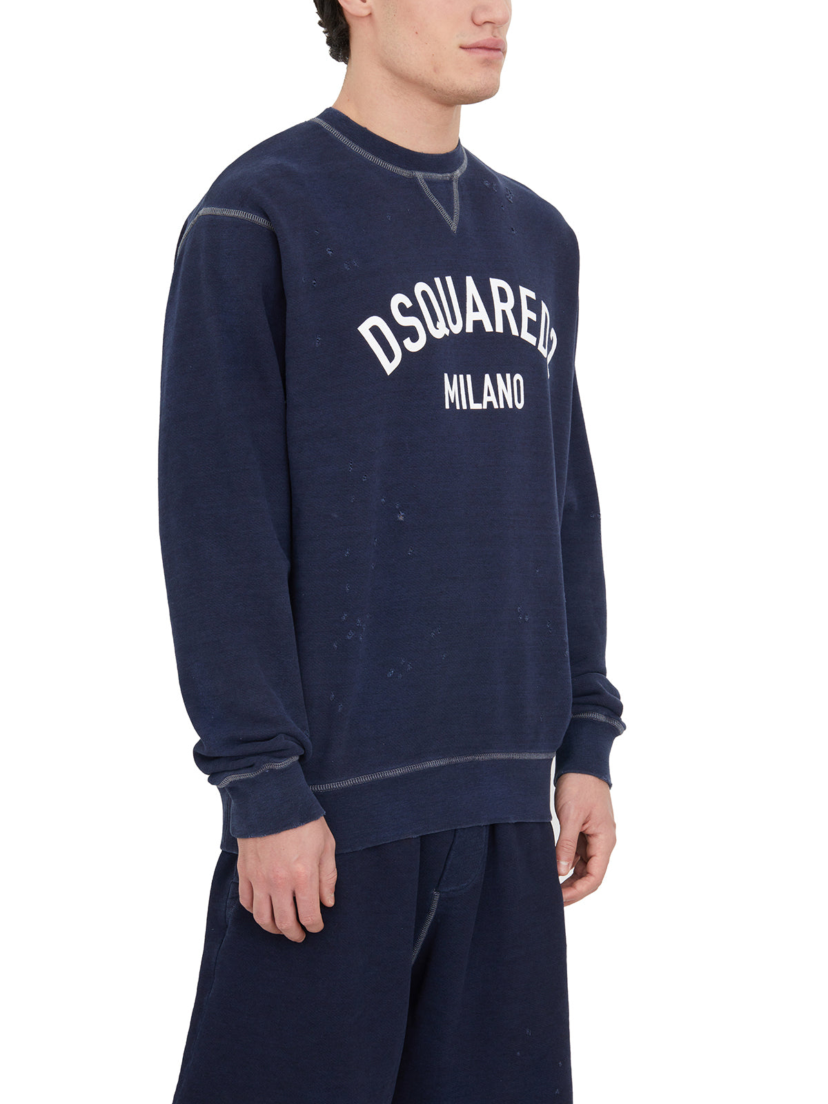 DSQUARED2 Navy Blue Jersey Knit Sweatshirt for Men