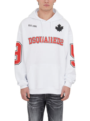 DSQUARED2 Men's White Sweatshirt with Logo and Hood for SS24