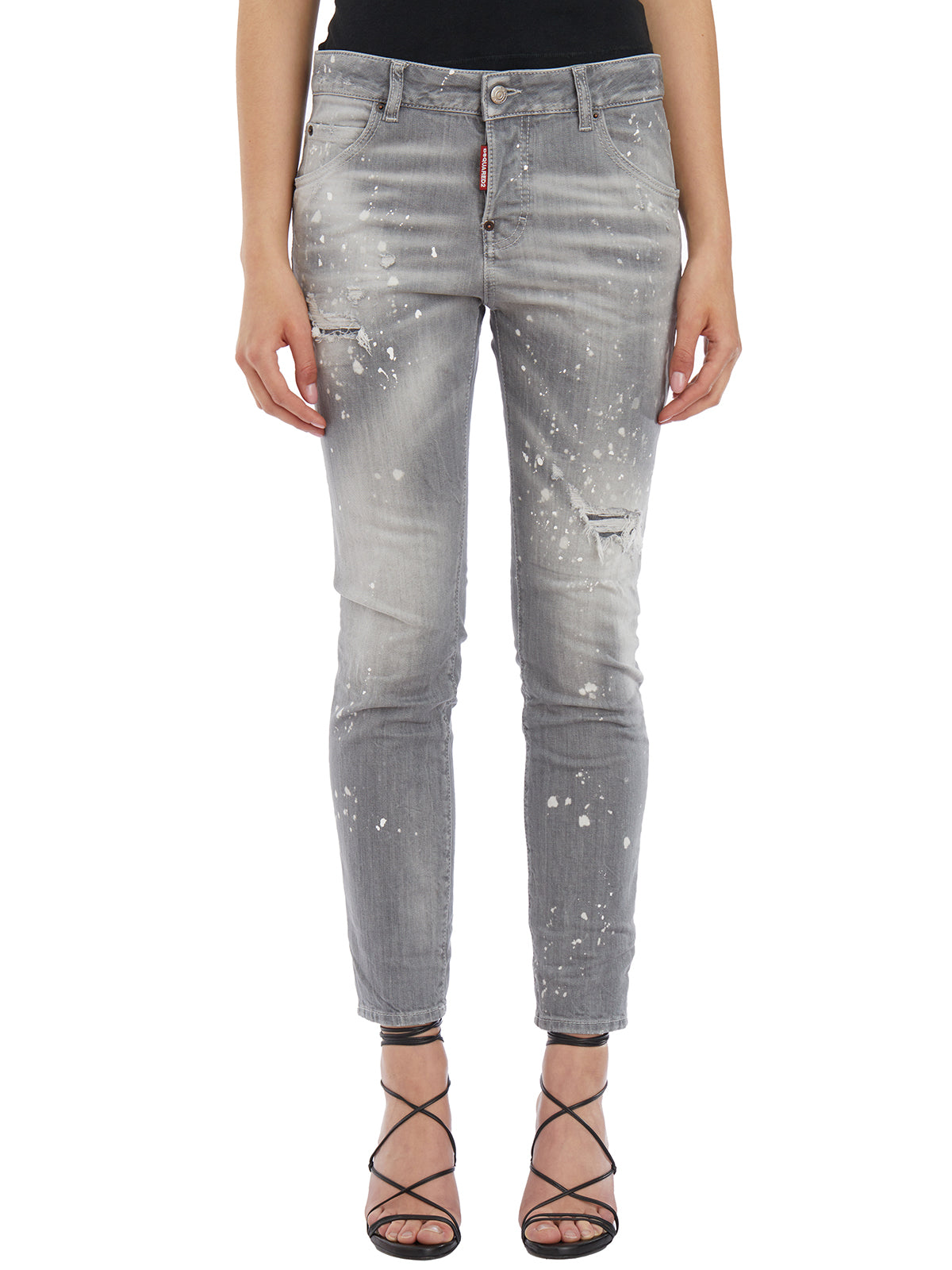 DSQUARED2 Stretchy Gray Pants with 5 Pockets and Waist Loops - SS24 Collection