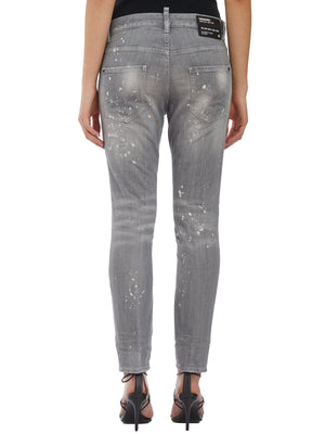 DSQUARED2 Stretchy Gray Pants with 5 Pockets and Waist Loops - SS24 Collection