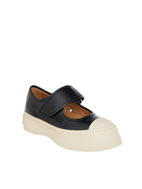 MARNI Black Leather Mary Jane Sneakers for Women