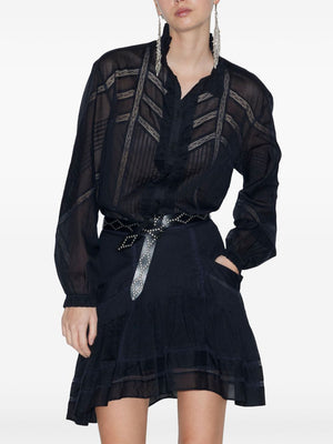 ISABEL MARANT Elegant Black Cotton Lace Top