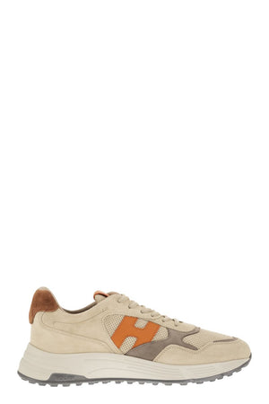 HOGAN Men's Beige and Orange Suede and Leather High-Top Sneakers