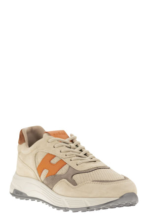 HOGAN Men's Beige and Orange Suede and Leather High-Top Sneakers