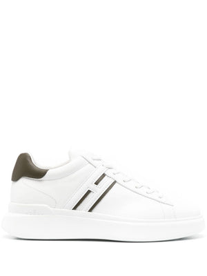 HOGAN Urban Luxe Leather Sneakers in White and Olive