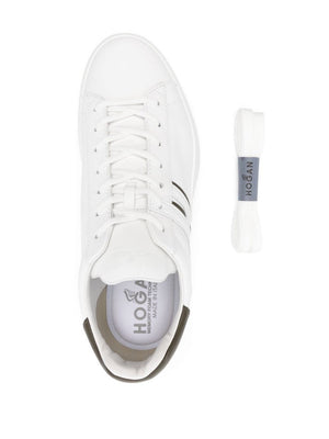 HOGAN Urban Luxe Leather Sneakers in White and Olive