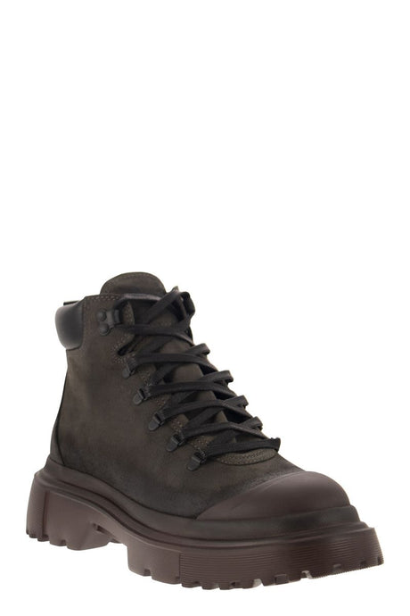 HOGAN Contemporary Urban Style: Greased Nubuck Leather Ankle Boot for Men