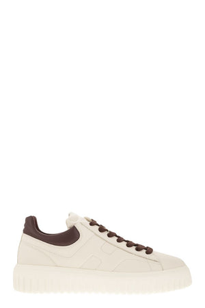 HOGAN Contemporary H-Stripes Leather Sneakers with Dynamic Design - Total Height 4.8 cm