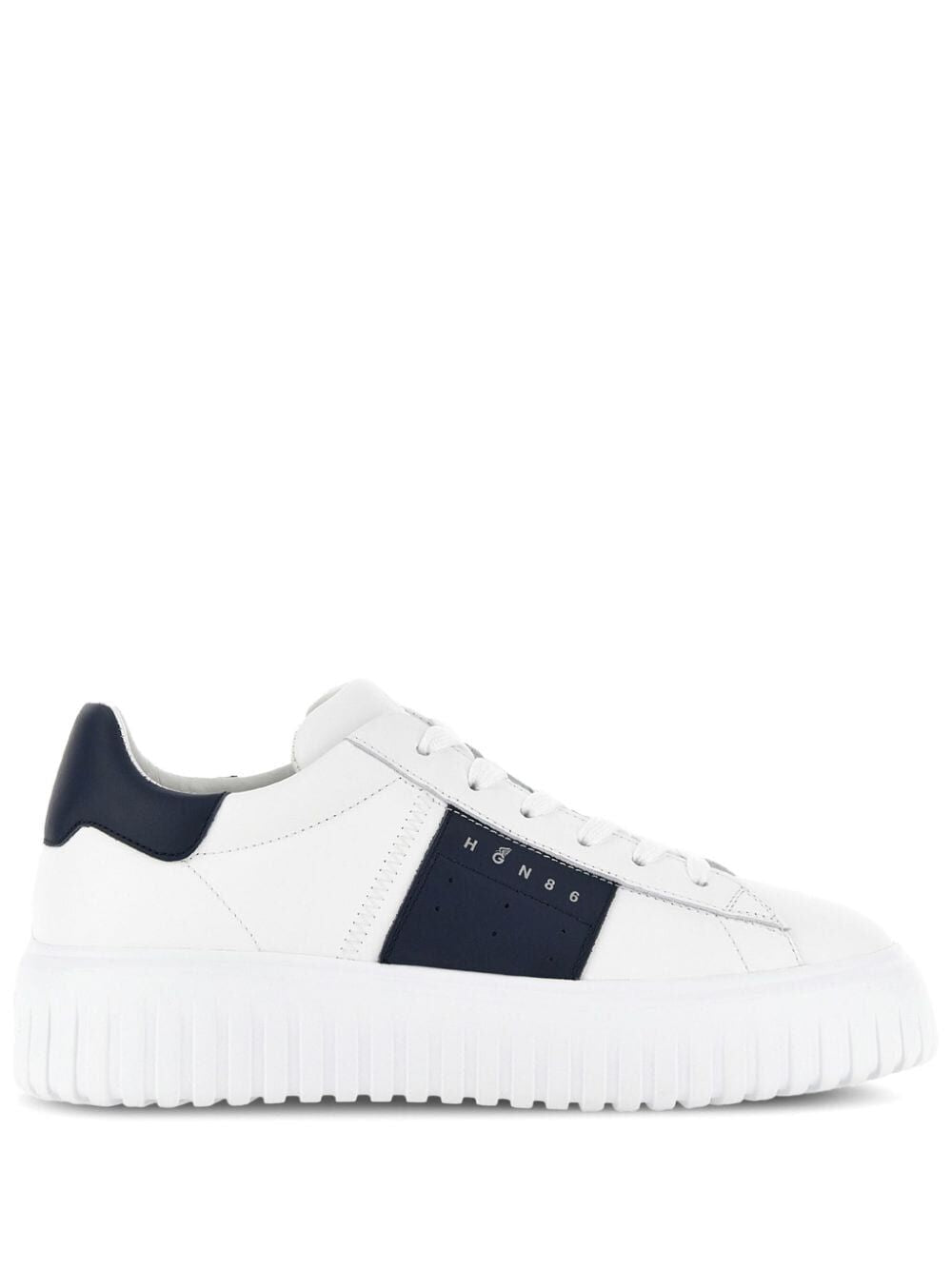 HOGAN Classic White Leather Striped Sneakers