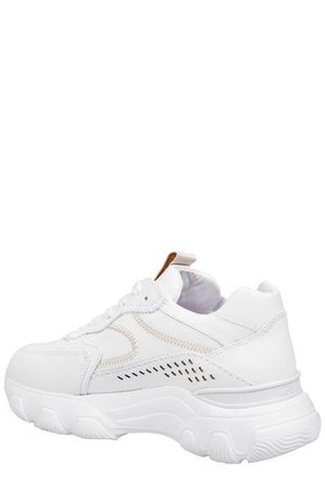 HOGAN White Leather Sneakers with Perforations and Embossed Logo for Women - SS23 Collection