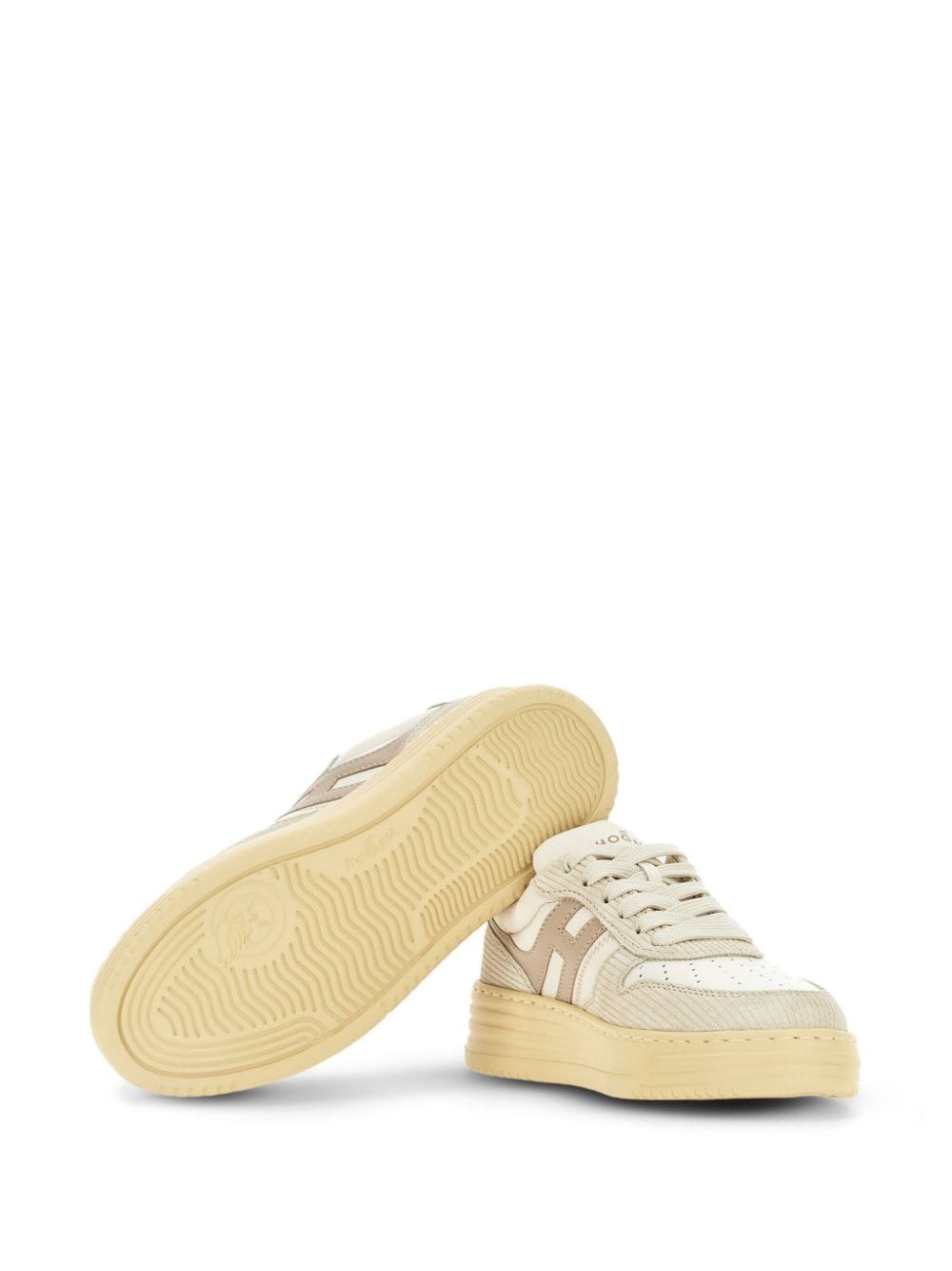 HOGAN Suede Panel Sneakers for Women - Sand Beige