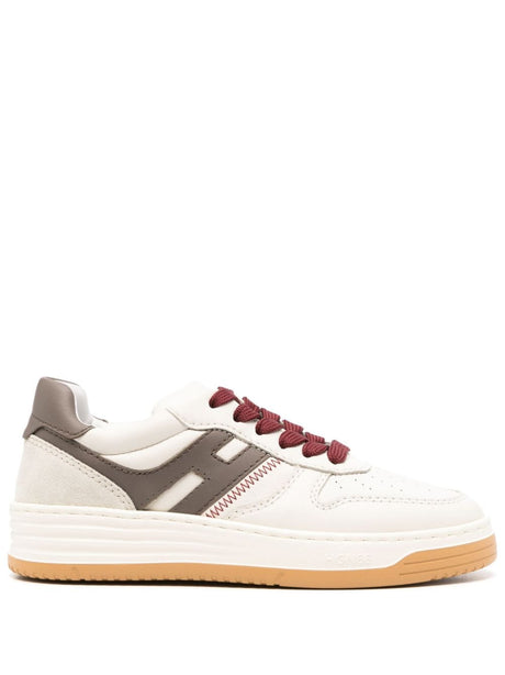 HOGAN Tri-Color Leather Sneakers with Decorative Stitching