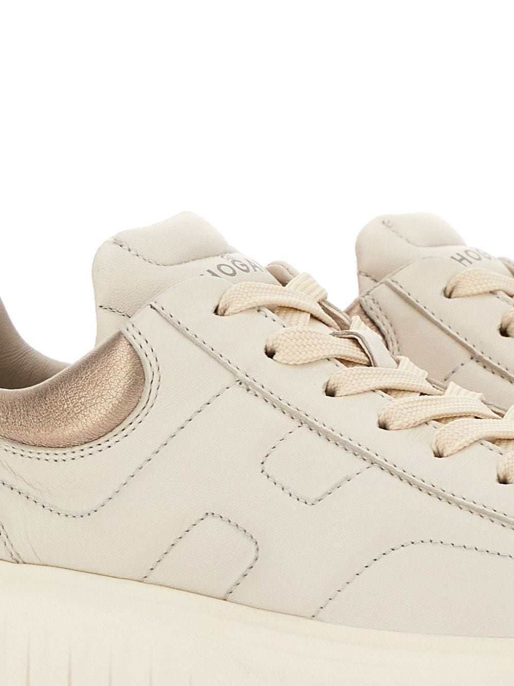 HOGAN Golden Stride Leather Sneakers