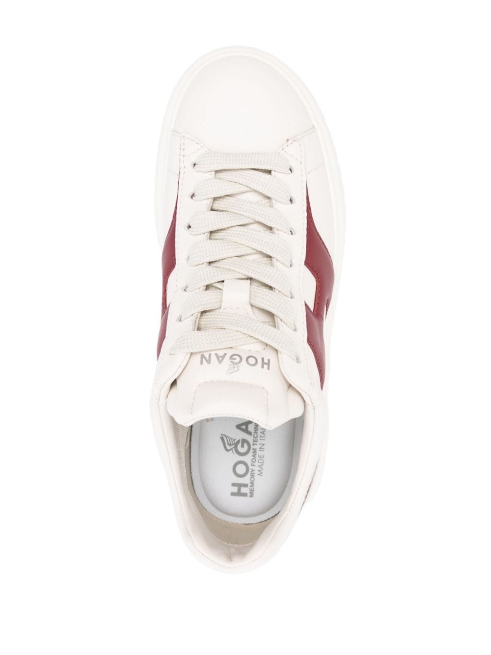 HOGAN Autumn Striped Leather Sneakers in Beige and Bordeaux