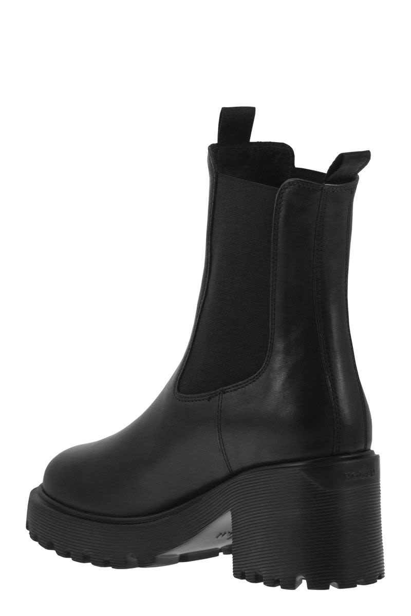 HOGAN Leather Chelsea Boot with Lugged Sole - FW24