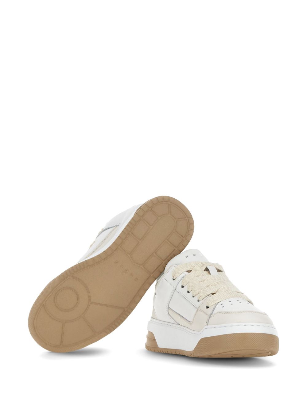 HOGAN Chic White & Beige Leather Sneakers