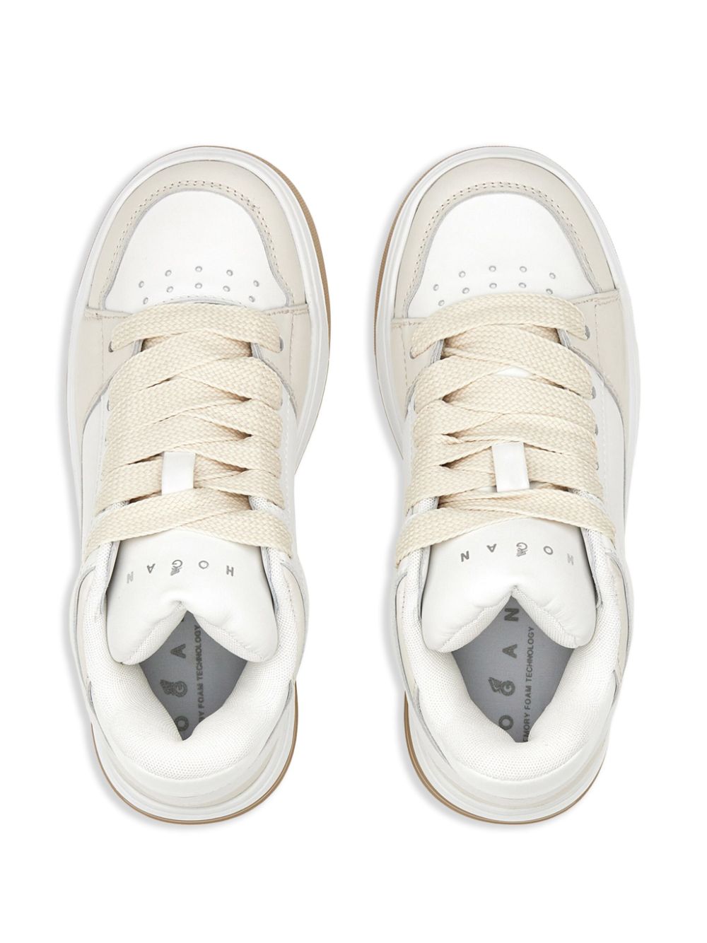 HOGAN Chic White & Beige Leather Sneakers