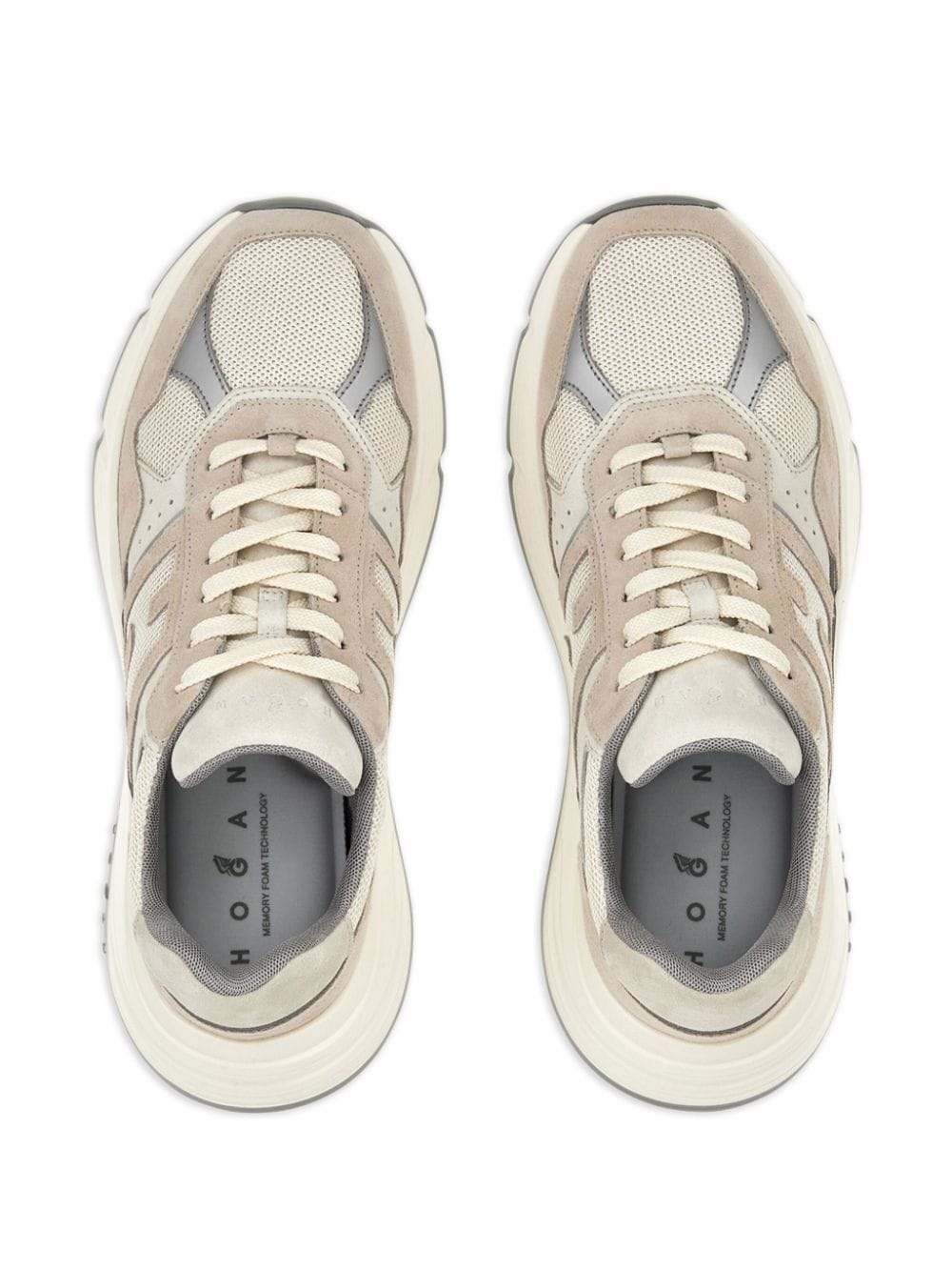 HOGAN Chic Beige Suede Mesh Panel Sneakers for Women