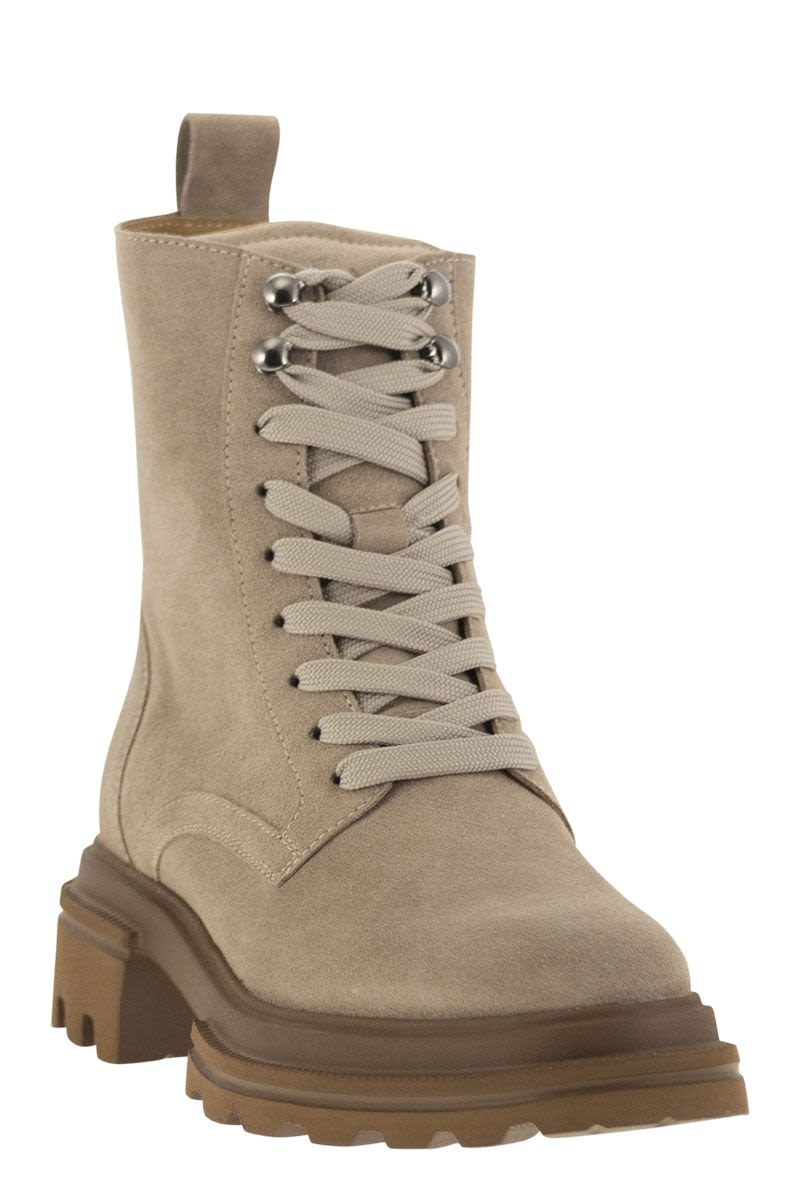 HOGAN Chic Suede Lace-Up Ankle Boot with Extralight Sole - 5.5 cm Height