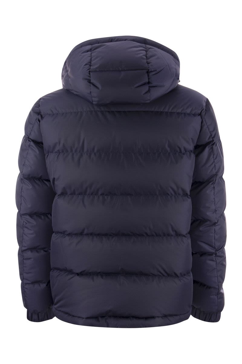 MONCLER GRENOBLE Men's Blue Short Down Jacket with Hood - Water-Repellent, Windproof, Insulating, & Breathable