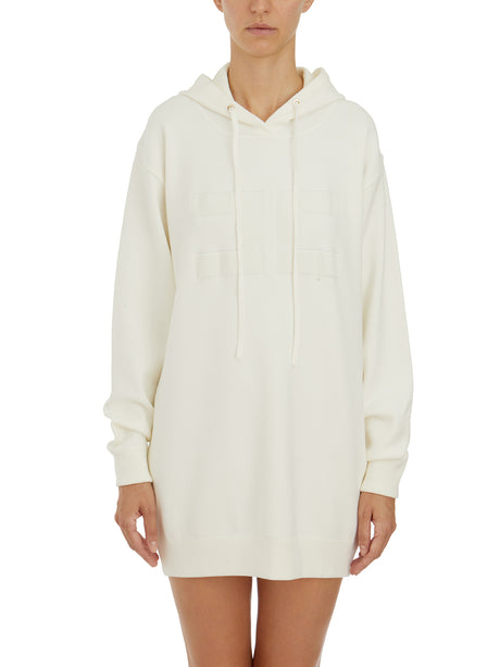 ELISABETTA FRANCHI Elegant Mini Sweatshirt Suit with Hood - White