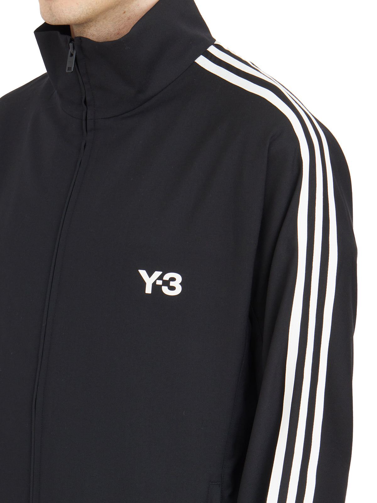 Y-3 Men's Zip-Front Sweatshirt with Track Stripes - Size M