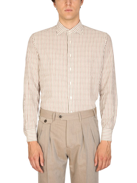 LARDINI Classic Cotton Shirt with Embroidery for Men