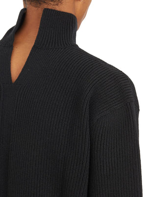 RICK OWENS Men's Fisherman Tabard Turtleneck Sweater in Black