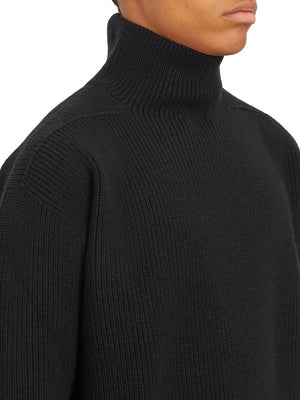 RICK OWENS Men's Fisherman Tabard Turtleneck Sweater in Black