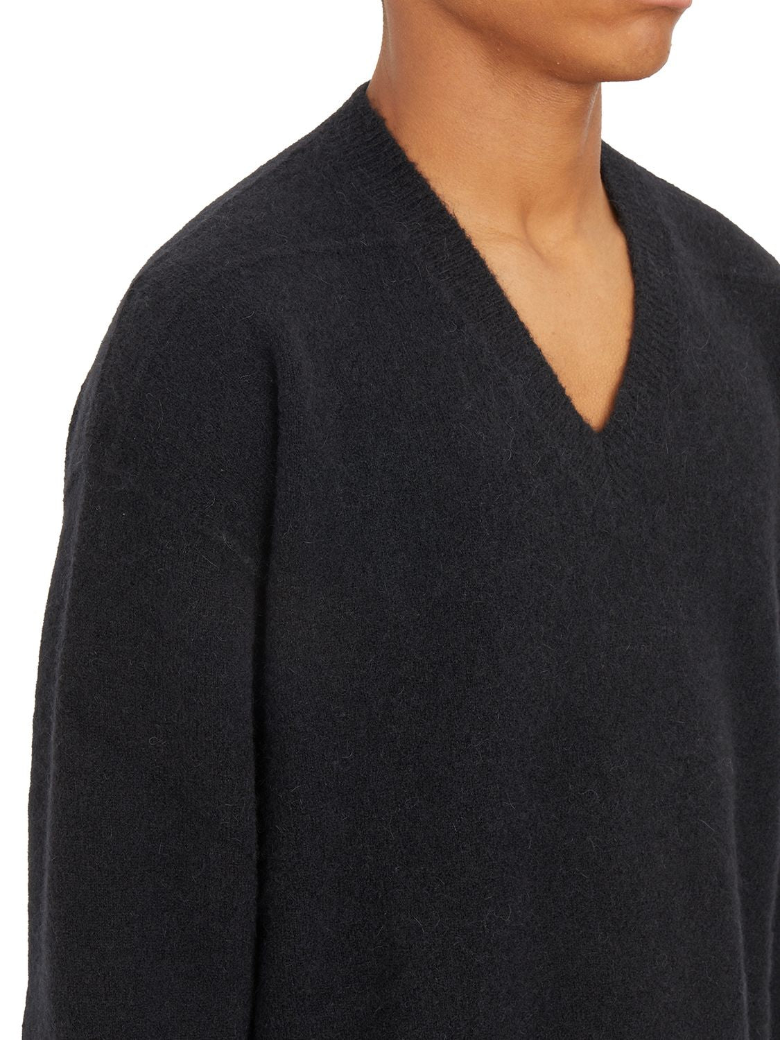 RICK OWENS Elegant Black V-Neck Sweater