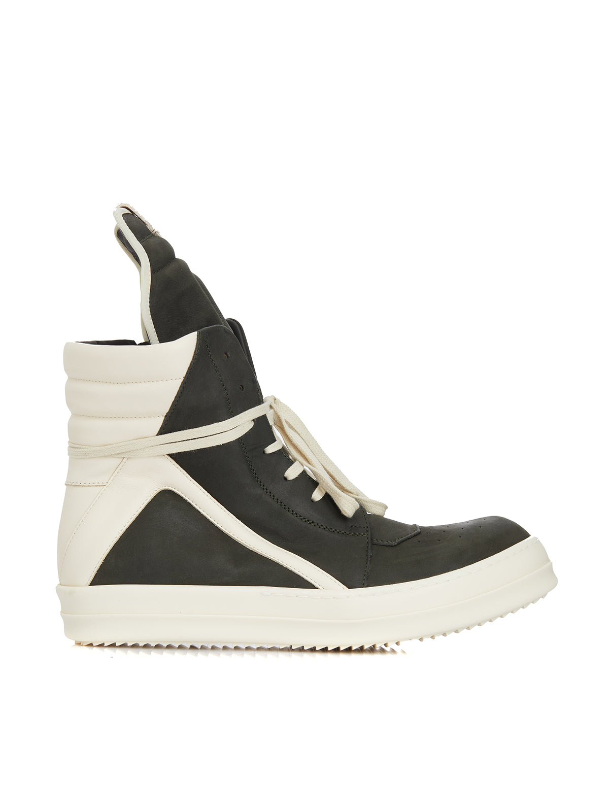 RICK OWENS GeoBasket Leather High-Top Sneakers in Green