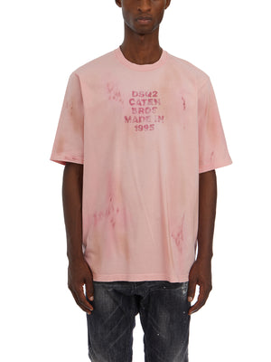 DSQUARED2 Distressed Pink Loose Fit Tee