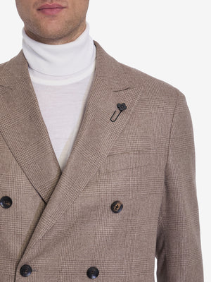 LARDINI Men's Double-Breasted Beige Cashmere Jacket