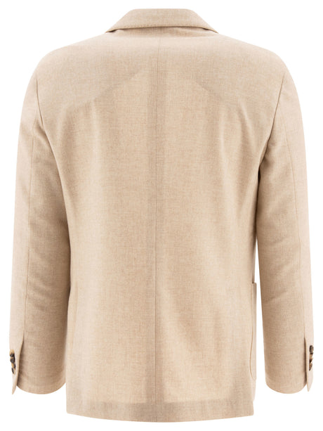 LARDINI Classic Wool-Cashmere Blazer in Beige