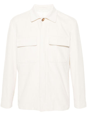 LARDINI Men's White Corduroy Jacket with Pockets