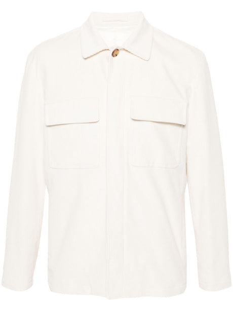 LARDINI Men's White Corduroy Jacket with Pockets