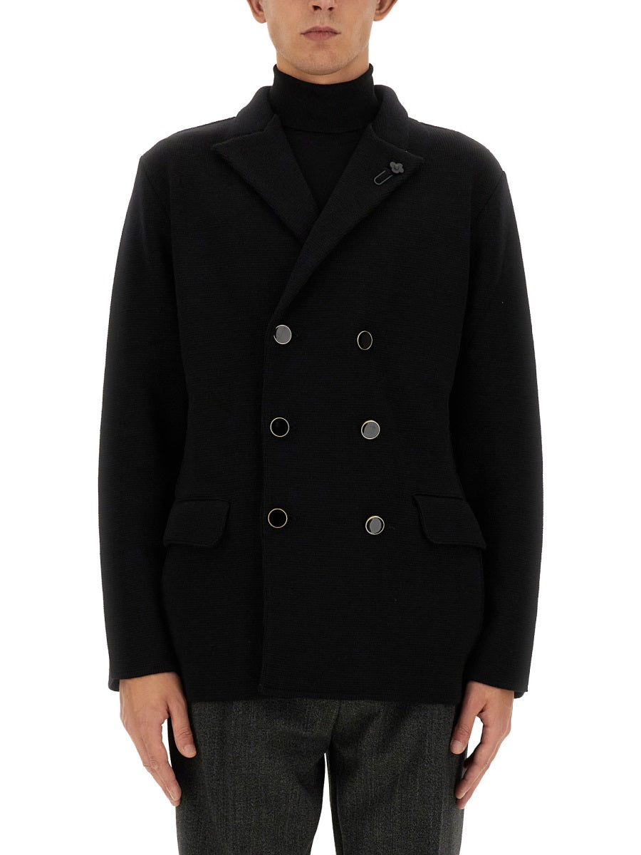 LARDINI Classic Double-Breasted Peacoat for Men - Size L