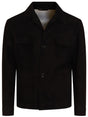 LARDINI Classic Black Suede Button-Up Jacket for Men