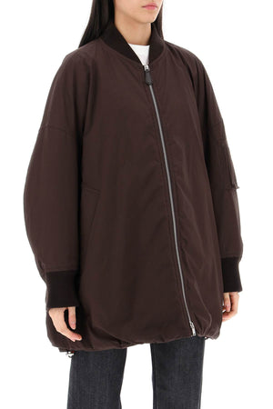 JIL SANDER Brown Down-Padded Maxi Bomber Jacket for Women