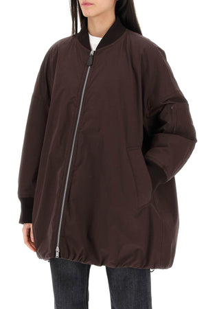 JIL SANDER Brown Down-Padded Maxi Bomber Jacket for Women