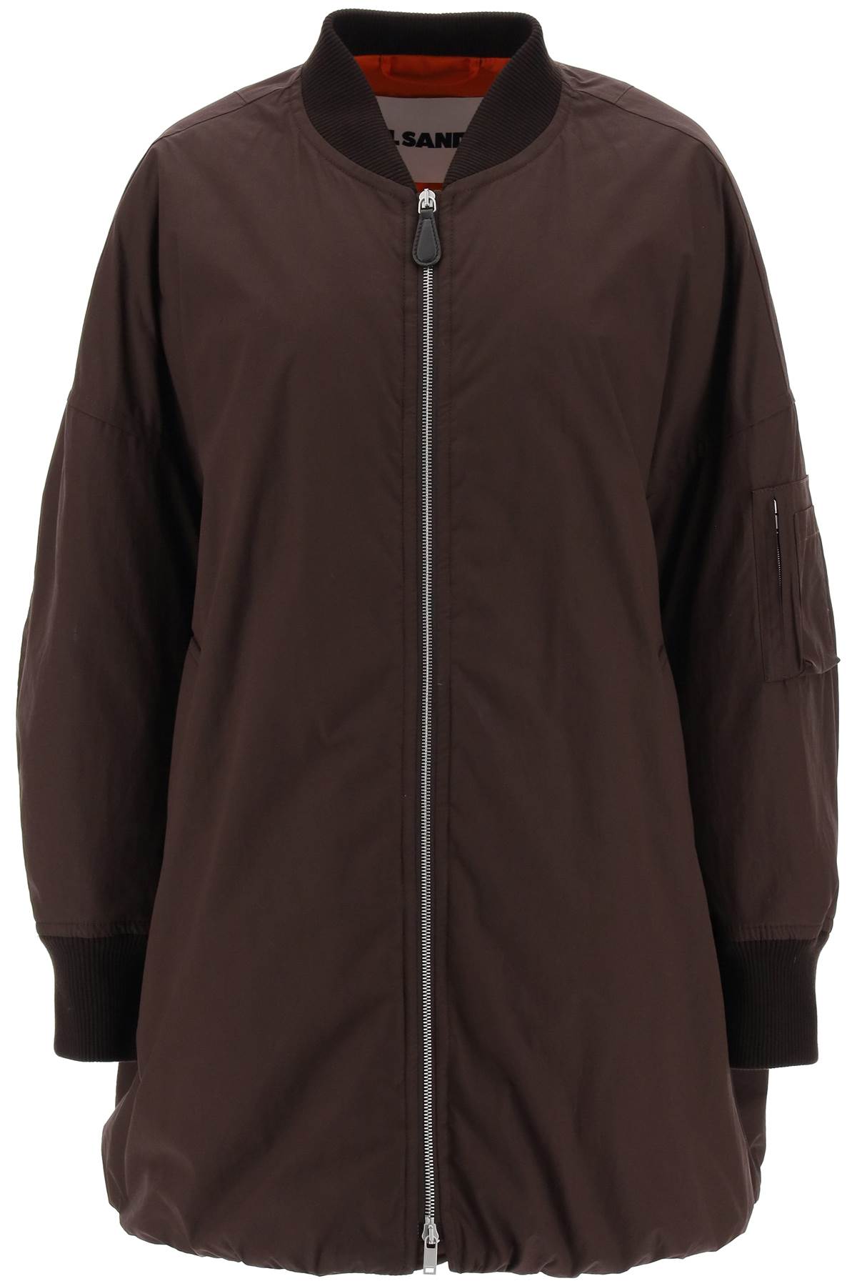 JIL SANDER Brown Down-Padded Maxi Bomber Jacket for Women