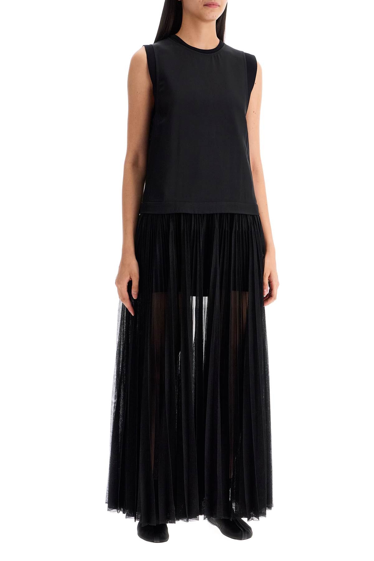 JIL SANDER Layered Pleat Mini-Maxi Dress